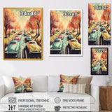Green And Red Retro Roadsters - Cars Retro Canvas Wall Art