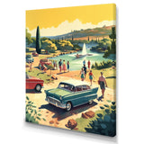 50'S Vintage Cars By The Beach I - Cars Retro Canvas Wall Art