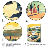 50'S Vintage Cars By The Beach I - Cars Retro Canvas Wall Art