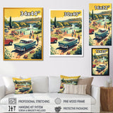 50'S Vintage Cars By The Beach I - Cars Retro Canvas Wall Art