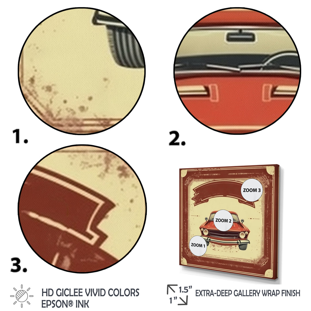 Red And Beige Raw Power Unleashed - Cars American Muscle Canvas Wall Art