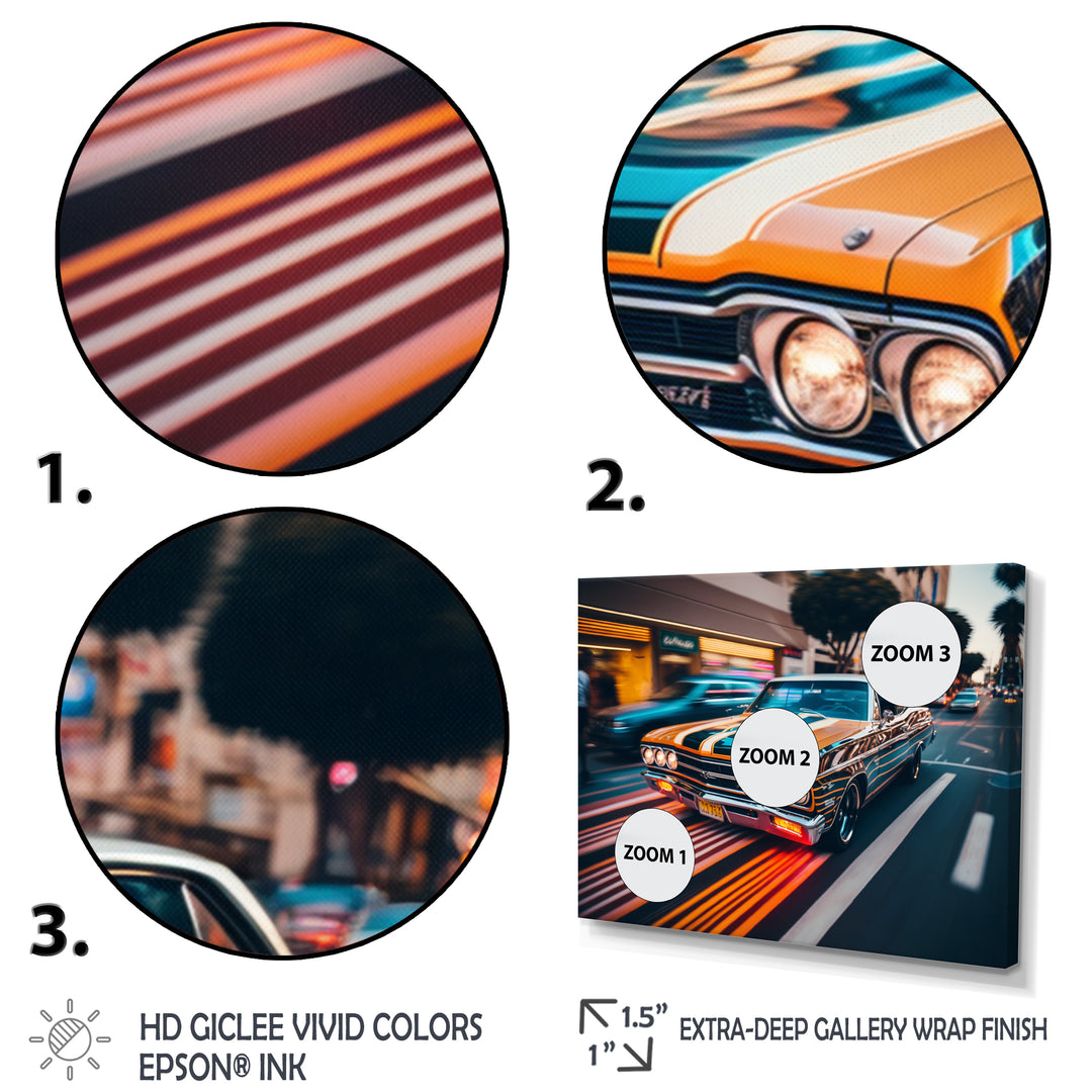 Orange And Black Muscle Car Artistry - Cars American Muscle Canvas Wall Art