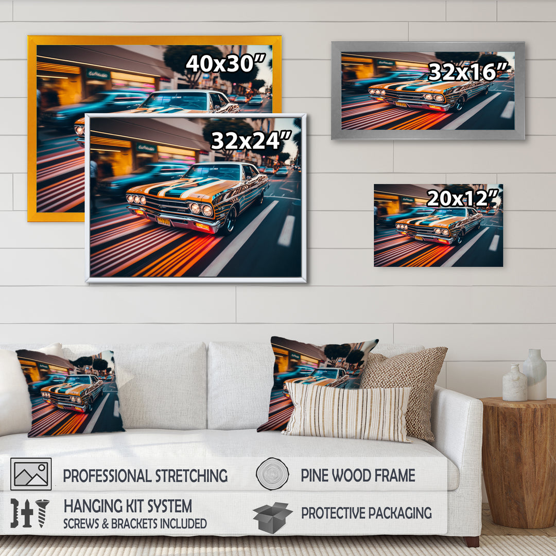 Orange And Black Muscle Car Artistry - Cars American Muscle Canvas Wall Art