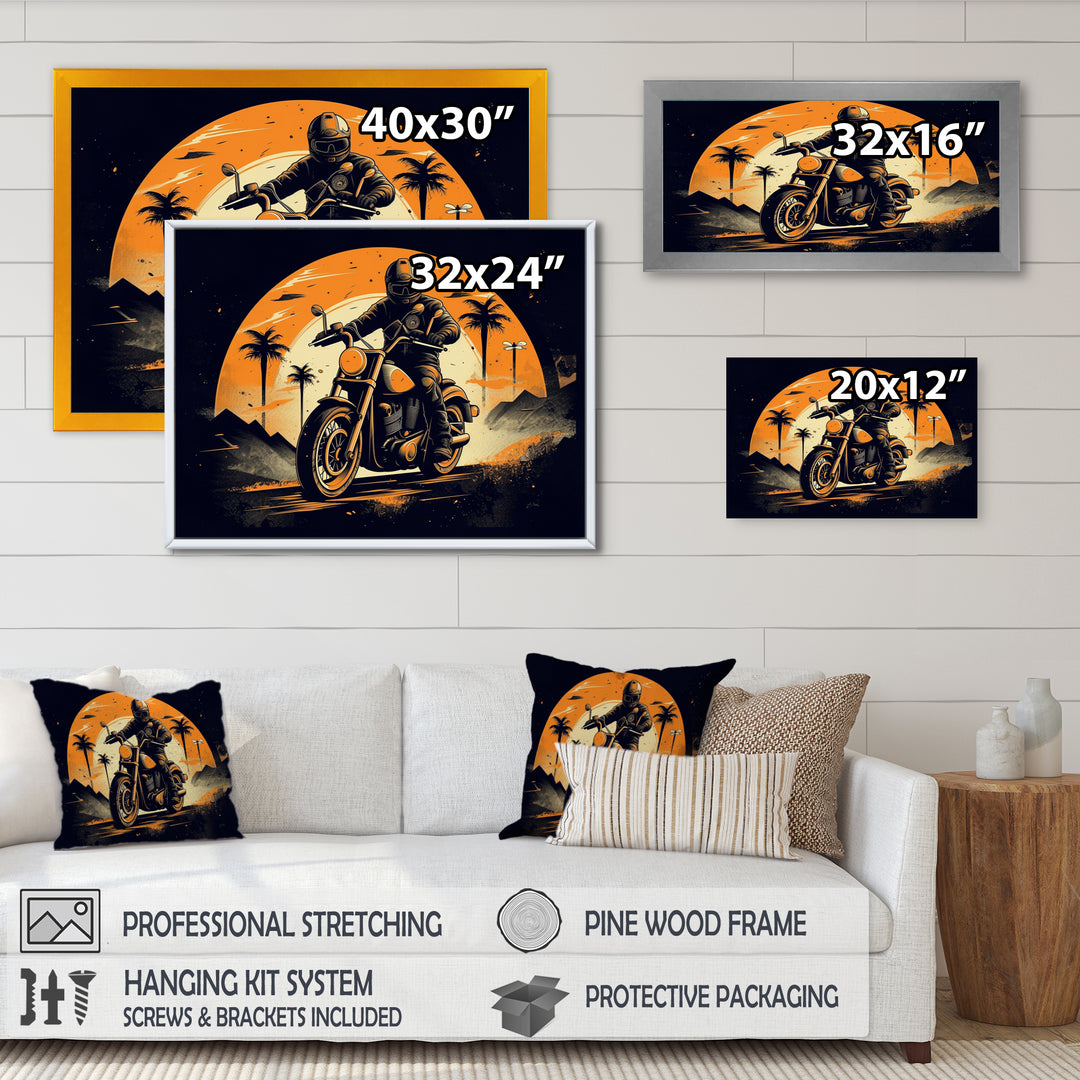 Motorcycle Roaring Down The Boulevard I - Motorcycle Canvas Wall Art
