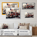 Fire Truck's Fiery Pursuit I - Transportation Fire Truck Canvas Wall Art