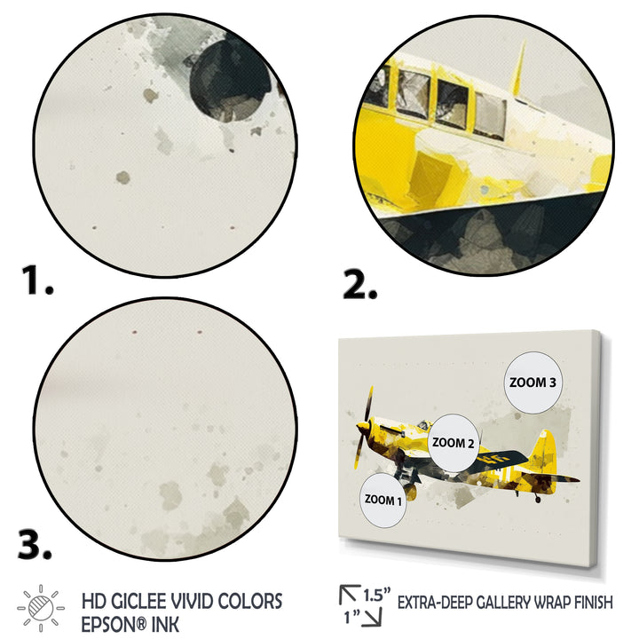 Propeller Plane Design - Transportation Plane Canvas Wall Art