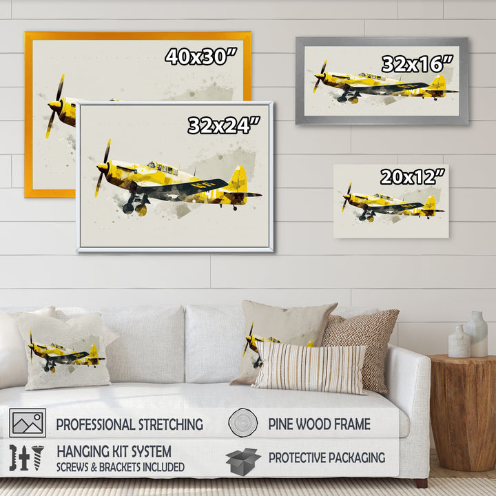 Propeller Plane Design - Transportation Plane Canvas Wall Art