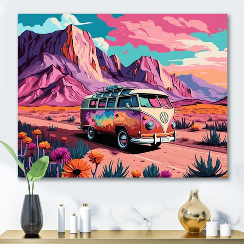 Vintage Van Roadside Stories I - Car Van Canvas Wall Art
