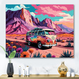 Vintage Van Roadside Stories I - Car Van Canvas Wall Art