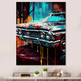 Blue And Gold Expressions Of Classic Cars - Cars Retro Canvas Wall Art