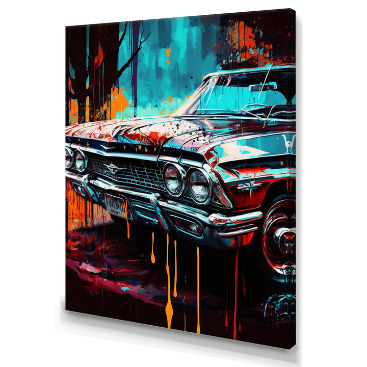 Blue And Gold Expressions Of Classic Cars - Cars Retro Canvas Wall Art