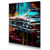 Blue And Gold Expressions Of Classic Cars - Cars Retro Canvas Wall Art