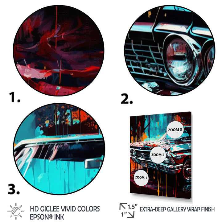 Blue And Gold Expressions Of Classic Cars - Cars Retro Canvas Wall Art