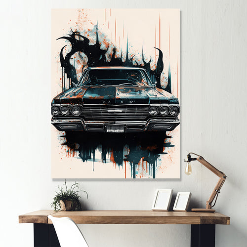 Black And Cream Expressions Of Classic Cars - Cars Retro Canvas Wall Art