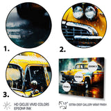 Taxi In The Rain` I - Cars Retro Canvas Wall Art