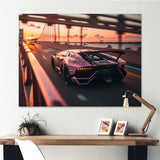 Fast Car On The Highway - Cars Race Exotic Canvas Wall Art
