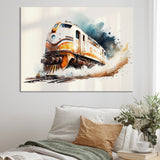 Train On The Tracks - Transportation Train Canvas Wall Art