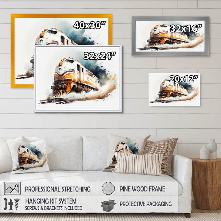 Train On The Tracks - Transportation Train Canvas Wall Art