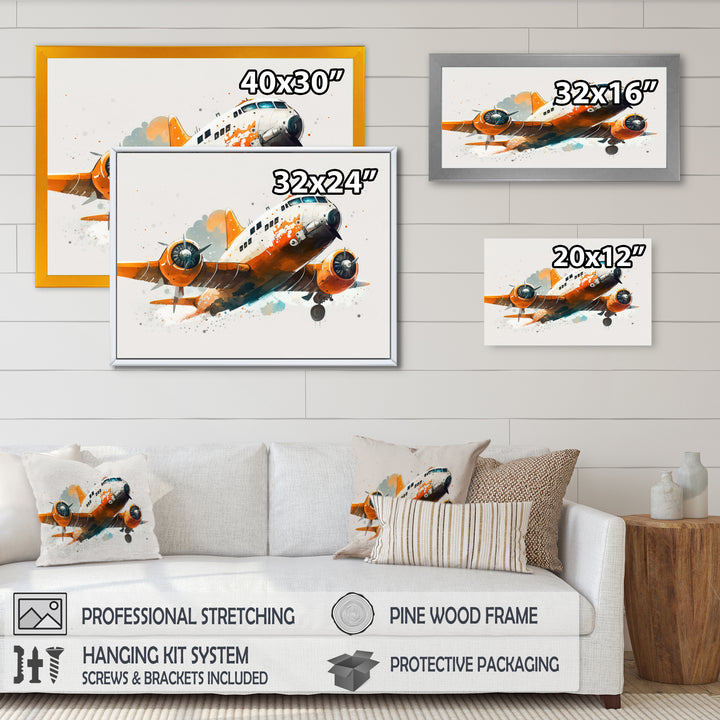 Airplane In The Air - Transportation Plane Canvas Wall Art