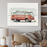 Van On The Beach - Car Van Canvas Wall Art
