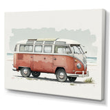 Van On The Beach - Car Van Canvas Wall Art