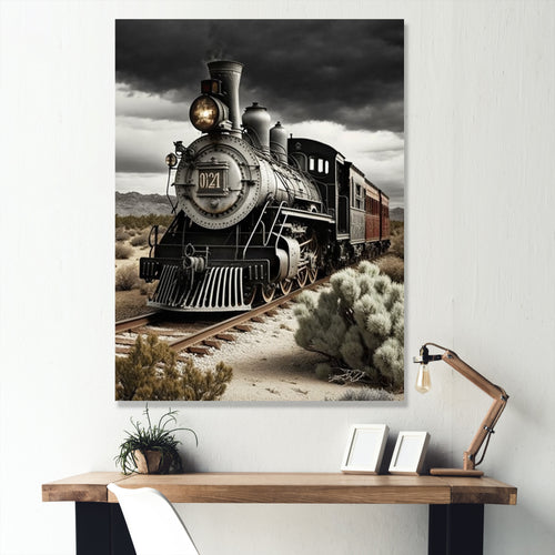 Train On The Track I - Transportation Train Canvas Wall Art