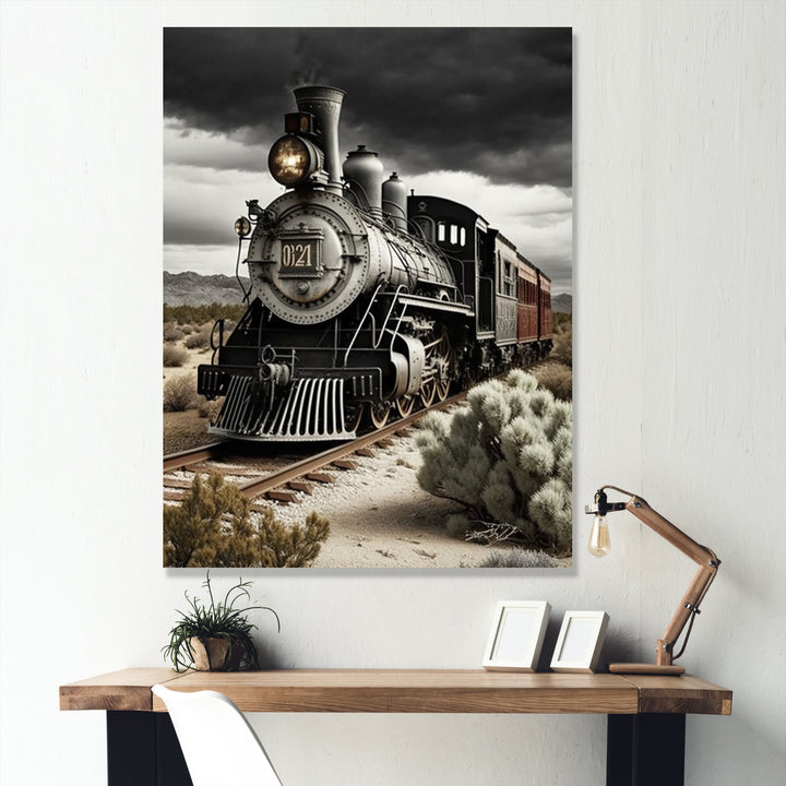 Train On The Track I - Transportation Train Canvas Wall Art