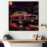 Red And Black Revving The Canvas - Cars American Muscle Canvas Wall Art