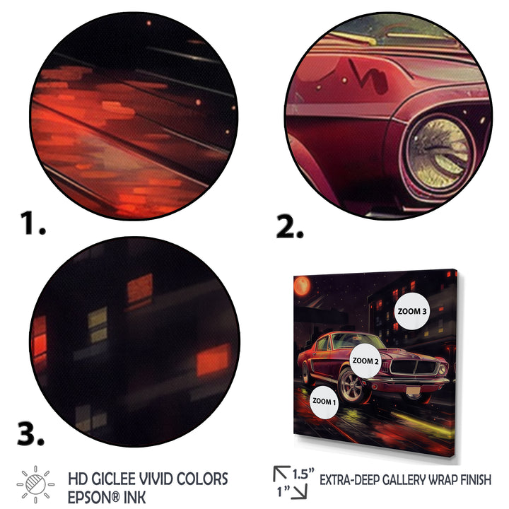 Red And Black Revving The Canvas - Cars American Muscle Canvas Wall Art