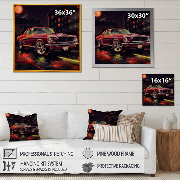 Red And Black Revving The Canvas - Cars American Muscle Canvas Wall Art