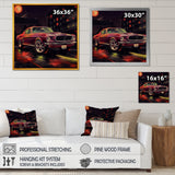 Red And Black Revving The Canvas - Cars American Muscle Canvas Wall Art