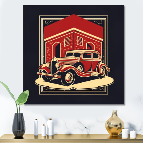 Red And Black Reflections Of Retro Cars - Cars Retro Canvas Wall Art