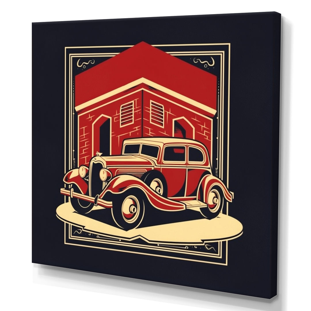 Red And Black Reflections Of Retro Cars - Cars Retro Canvas Wall Art