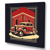 Red And Black Reflections Of Retro Cars - Cars Retro Canvas Wall Art