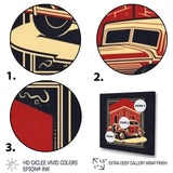 Red And Black Reflections Of Retro Cars - Cars Retro Canvas Wall Art