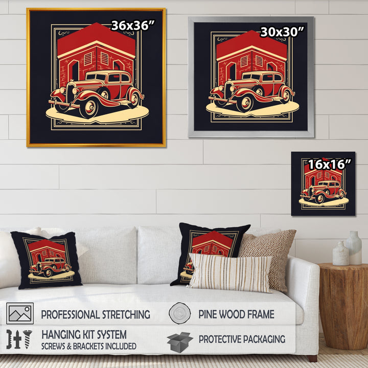 Red And Black Reflections Of Retro Cars - Cars Retro Canvas Wall Art