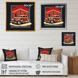 Red And Black Reflections Of Retro Cars - Cars Retro Canvas Wall Art