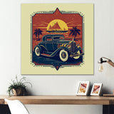 Green And Orange Reflections Of Retro Cars - Cars Retro Canvas Wall Art