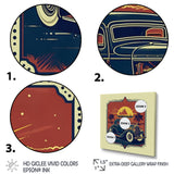 Green And Orange Reflections Of Retro Cars - Cars Retro Canvas Wall Art