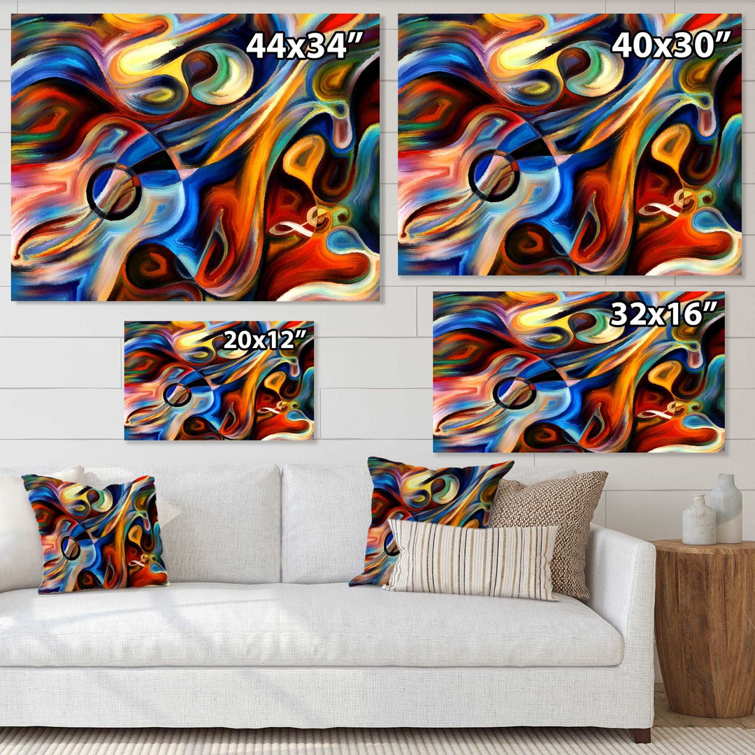 Abstract Music and Rhythm Framed Print Matte White - 1.5" Width
