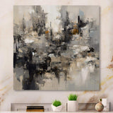 Grey Black Inner Worlds Of Marble I - Abstract Canvas Wall Art