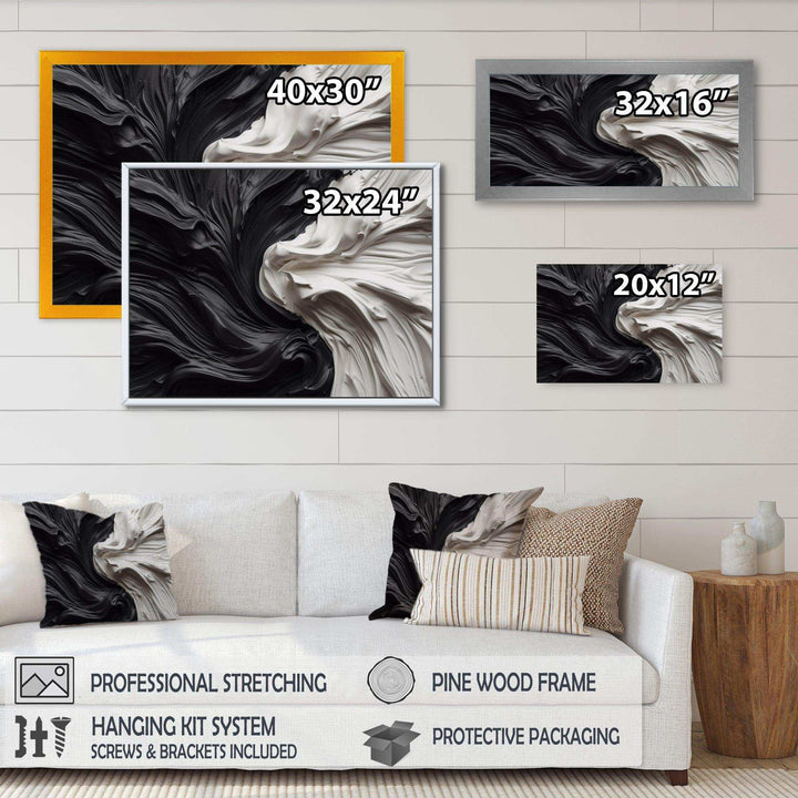 Black White Marbled Dreamscape V - Abstract Canvas Wall Art