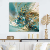 Turquoise Yellow Captivating Liquid Ink - Abstract Canvas Wall Art