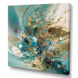 Turquoise Yellow Captivating Liquid Ink - Abstract Canvas Wall Art