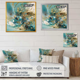 Turquoise Yellow Captivating Liquid Ink - Abstract Canvas Wall Art