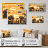 Yellow African Safari With Elephants - Elephant Large Canvas Wall Art