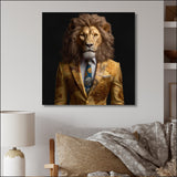 Yellow Lion In Suit - Lion Fashion Canvas Wall Art