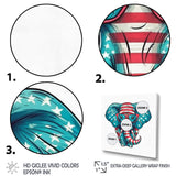 Blue Red Elephant With Glasses - Blue Elephant Fashion Wall Art