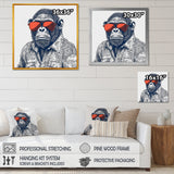 Grey Orange Monkey With Sunglasses - Monkey Fashion Framed Canvas Art