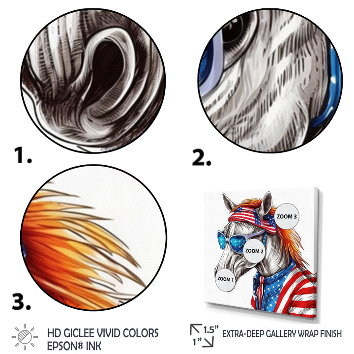 Red Blue Horse With Sunglasses And Shirt - Horse Bedroom Wall Art